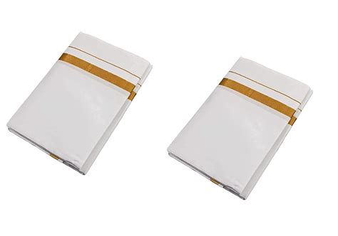 SUMAN TEX Cotton Single Dhoti with Angavastram combo (gold border ...