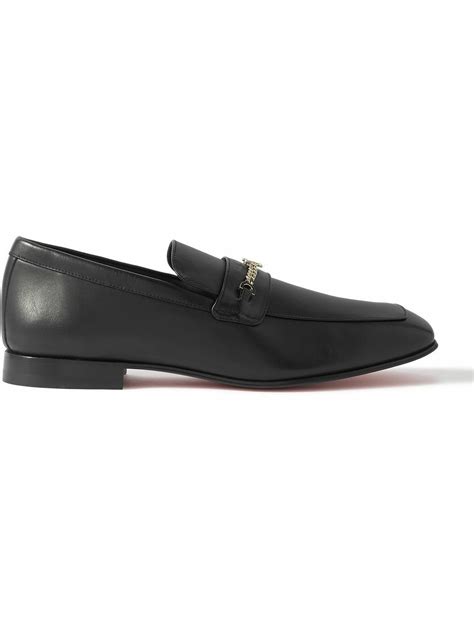 Christian Louboutin - Logo-Embellished Leather Loafers - Black ...