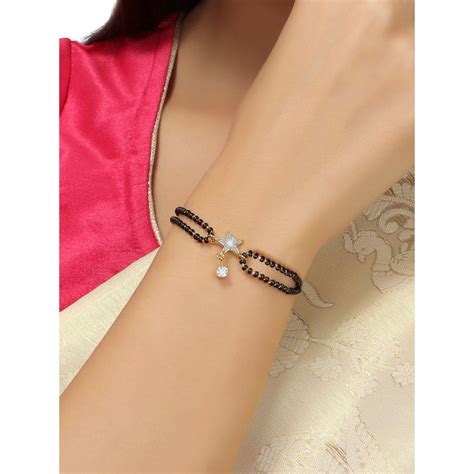 Buy Accessher Gold Plated American Diamonds Studded Beaded Delicate ...