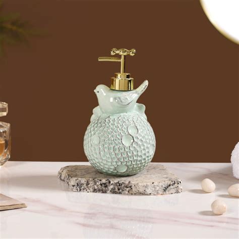 Bird Ceramic Embossed Liquid Soap Dispenser Pastel Green Online ...
