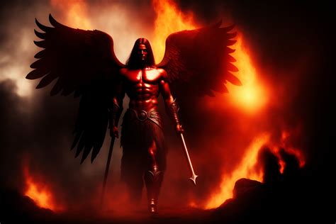 Lexica - Realistic Fallen Angel in hell. the face is like satan's red ...