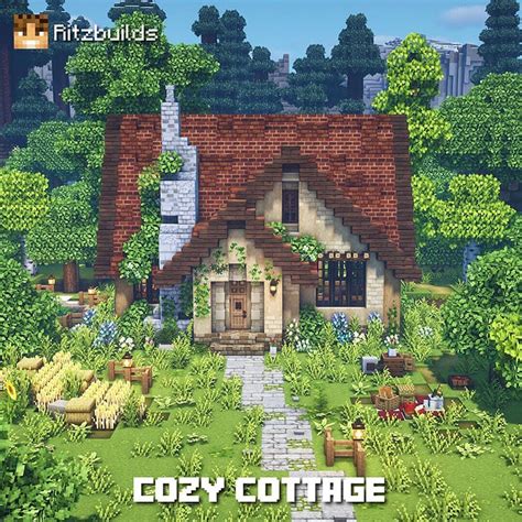Cute Cottagecore Minecraft House Tutorial 的图像结果