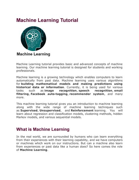 Document - It's good - Machine Learning Tutorial Machine Learning ...