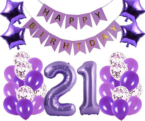 Buy 21st Birthday Party Decorations Kit Happy Birthday Banner with ...