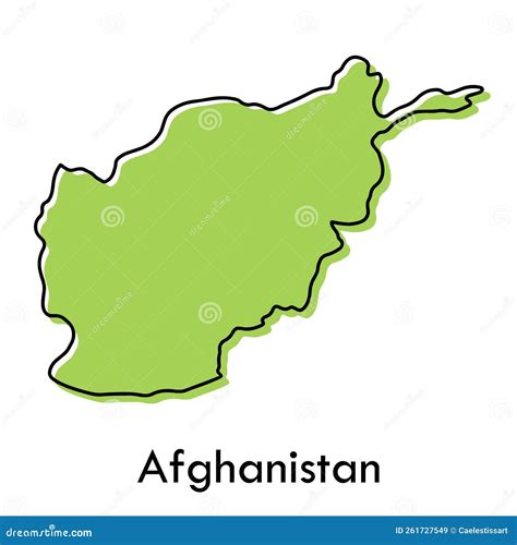Afghanistan Map - Simple Hand Drawn Stylized Concept with Sketch Black Line Outline Contour Map ...
