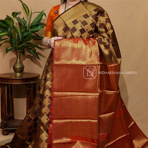Semi Tussar Silk With Checks Body Half And Half Concept – Nidharshana ...
