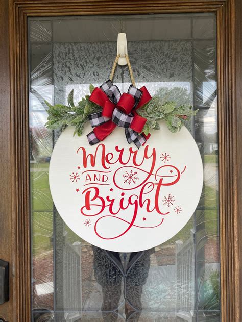 Christmas Door Hanger Merry Christmas Wreath Merry and | Etsy ...