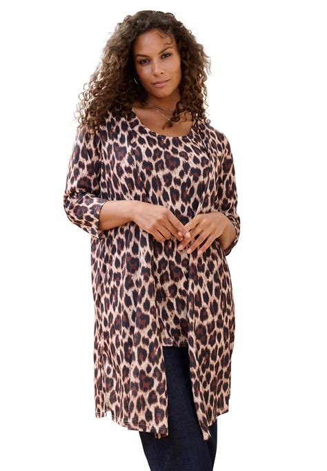 Roaman's Women's Plus Size Printed Duster Cardigan & Tank Set - Walmart.com