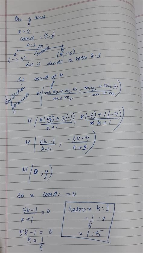 find the ratio in which the y axis divides the line segment joining the ...
