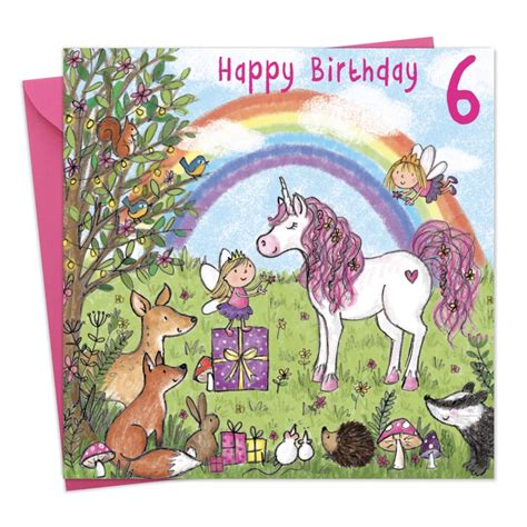 Buy Twizler 6th Birthday Card Girl with Unicorn – Age 6 Birthday Card ...