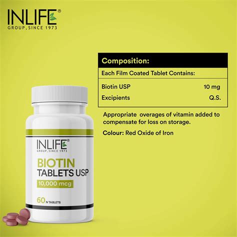 Buy INLIFE BIOTIN 10000MCG TABLETS VITAMIN B7 FOR HAIR GROWTH ...