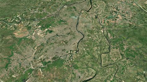Satellite Dhaka map background loop. Spinning around Bangladesh city air footage. Seamless ...