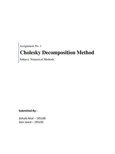 Image result for Cholesky Method Matrix