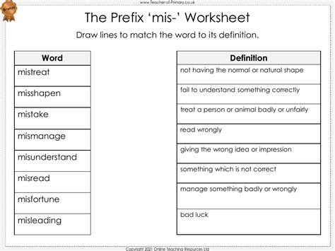 The Prefix mis- - Worksheet | English 2nd Grade - Worksheets Library
