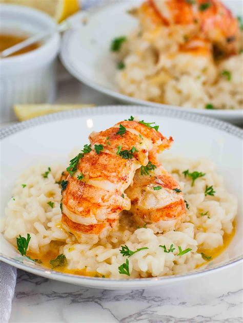 Butter Poached Lobster Tails with Risotto (video) - Tatyanas Everyday Food