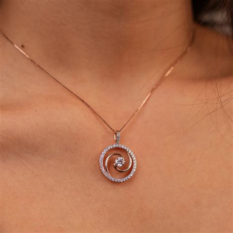 Reia Lab Grown Diamond Jewellery 14 KT Rose Gold Circular Swirl Pendant ...