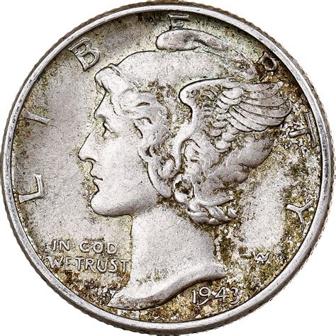 United States, Mercury Dime, 1943, Philadelphia, Silver, | 10 Cents