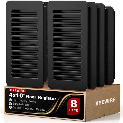 4x10 Floor Register, Plastic Floor Vent Covers Black 8 Pcs, for Home ...