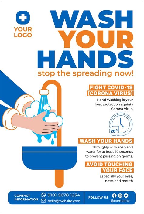 Wash your hands poster in flat design style | Premium Vector