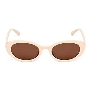 Joker & Witch Women Kyoko Oval Beige Non-Polarized Sunglasses, Free ...