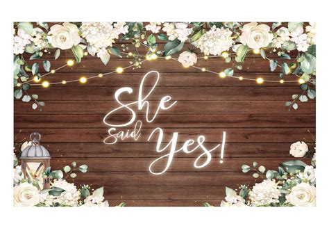 Allenjoy 7x5ft Bridal Shower Floral Wood Backdrop She Said Yes ...