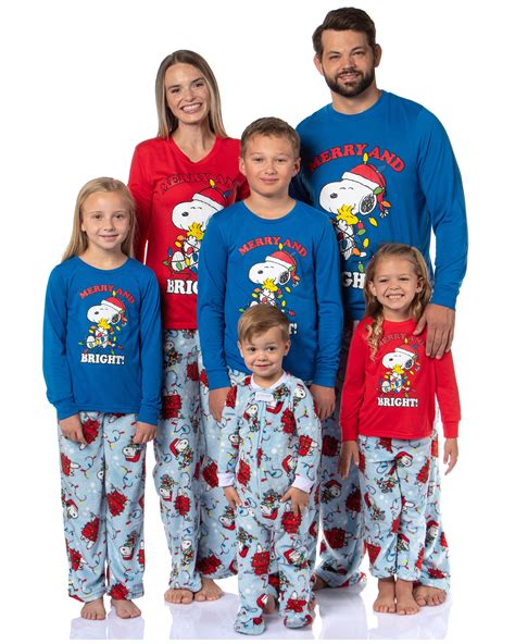 Peanuts Christmas Pajamas Woman's Snoopy Woodstock Merry & Bright ...