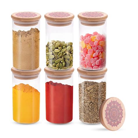 Buy The Better Home Borosilicate Glass Jars with printed Bamboo Lid ...