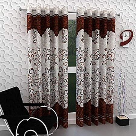 Buy Home Sizzler Polyester Floral Door Curtain, 7 Feet, Brown, 2 Piece ...