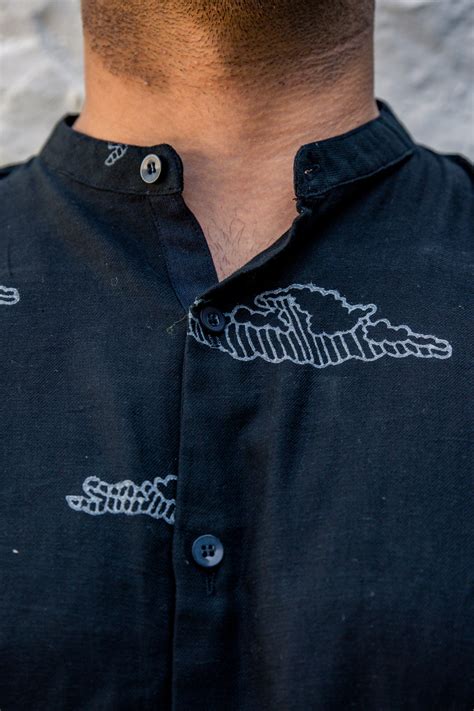 Storm : Blockprint Mulmul Black Full-sleeve Shirt – Indianpeacock