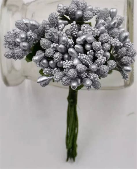 Bakewareind Artificial Flower Pollens 100pcs pack , Silver – Bakeware India