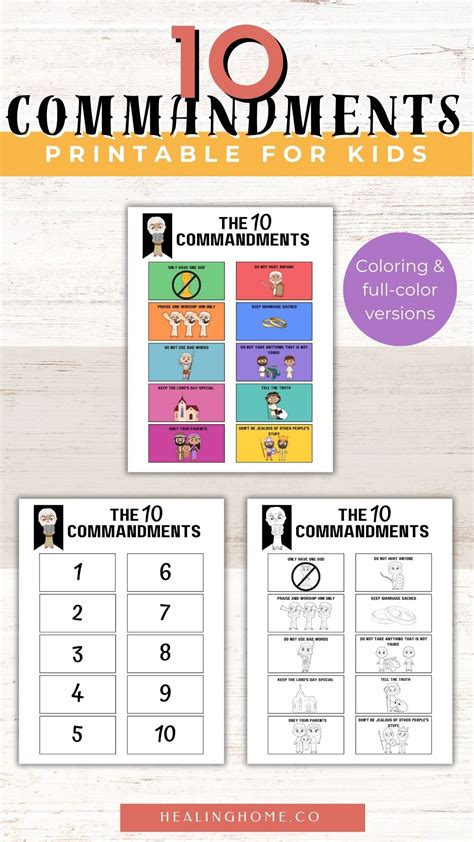 10 Commandments for Kids Printable | Healing Home