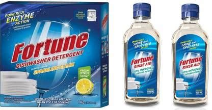 FORTUNE Dishwasher Detergent (1 Unit) + Rinse Aid (2 Unit) Dishwashing ...