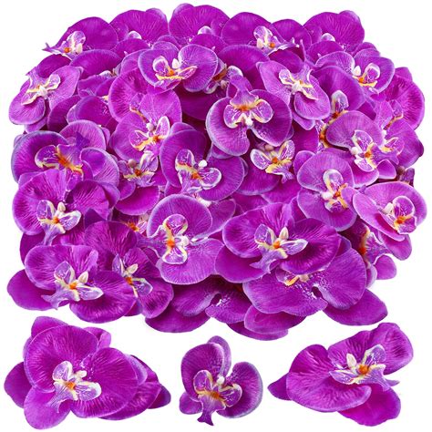 Janinka 80 Pcs Artificial Orchid Phalaenopsis Silk Flowers False Orchid ...