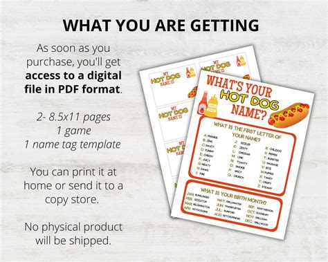 Hot Dog Name Game Printable, What's Your Hot Dog Name Game, Name ...