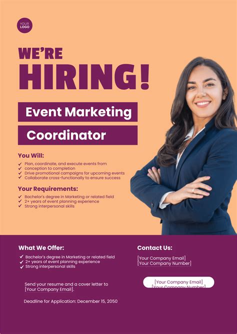 Event Marketing Coordinator Job Ad Template in Word, PDF - Download ...