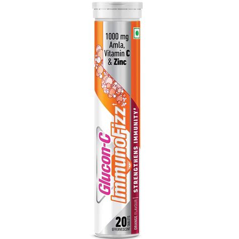 Glucon-C Immuno Fizz Orange Flavour 1000 mg, 20 Tablets Price, Uses ...