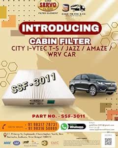 SUPER SERVO FILTERS SSF-3011 CABIN FILTER CITY I-VTEC T-5 / JAZZ/AMAZE ...