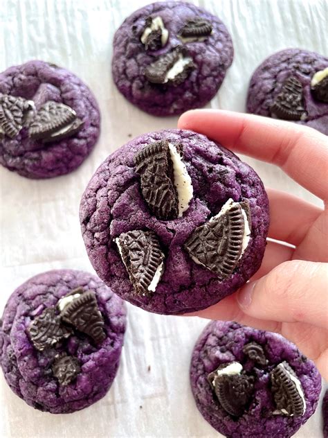 ube cookies and cream cookies - meimei baking