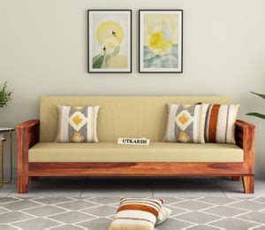 Utkarsh Solid Sheesham Wood Three Seater Sofa Cum Bed For Bedroom ...