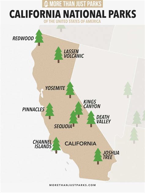 California map with national parks