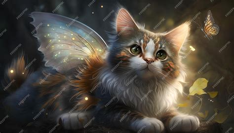 Premium AI Image | A cat with a fairy wings
