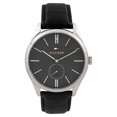 Buy Online Tommy Hilfiger Quartz Analog Black Dial Leather Strap Watch ...