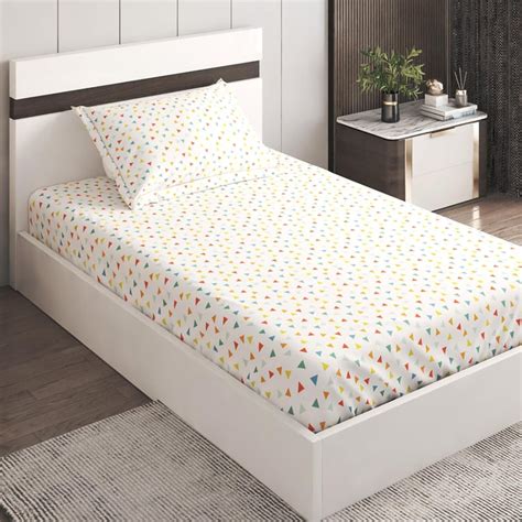 Buy Slate Cotton 150TC Printed 2Pcs Single Bedsheet Set from Home ...