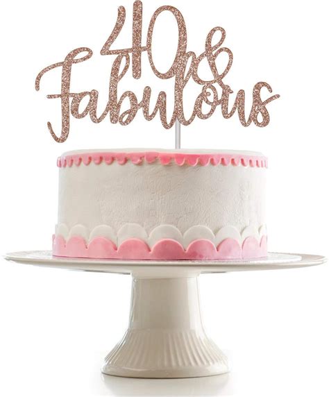 Buy 40 and Fabulous Cake Topper Rose Gold Glitter 40th Birthday Cake ...