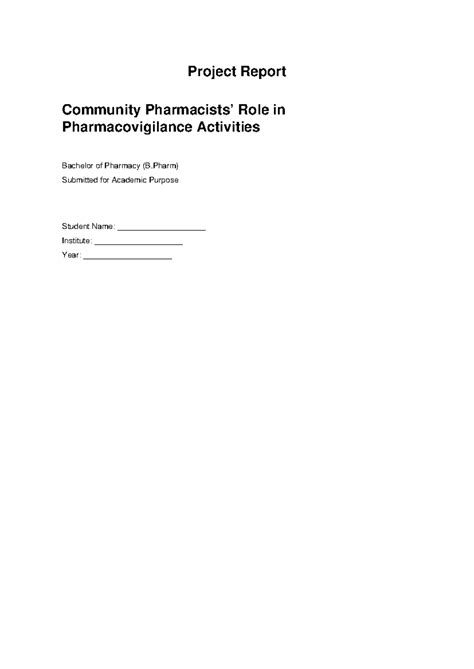 B.Pharm Project Report: Community Pharmacists in Pharmacovigilance ...