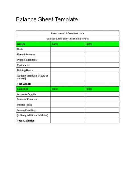 Free Printable Balance Sheet Worksheets - Totally Free Printables