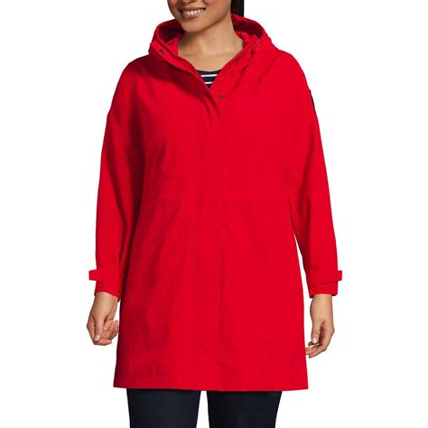 Lands' End Plus Size Squall Hooded Waterproof Raincoat In Bright Cherry ...