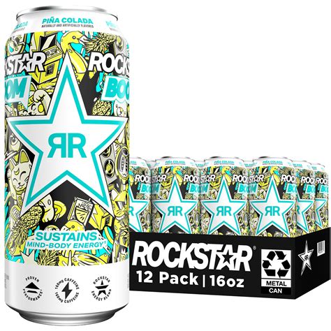 Rockstar Boom Pina Colada Energy Drink 16 fl oz, 12 Pack Cans - Walmart.com