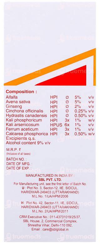 Sbl Alfalfa With Ginseng Tonic 500ml - Uses, Side Effects, Dosage ...