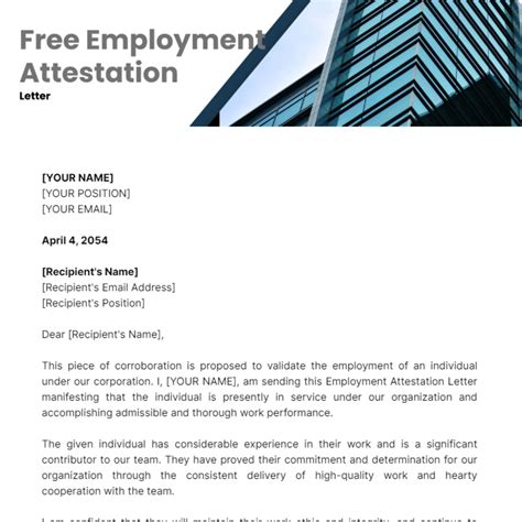 Free Employment Attestation Letter - Edit Online & Download | Template.net